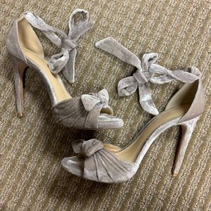 Alexandre Birman Taupe Clarita Velvet Knot Sandals